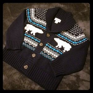 Cat & Jack 2T boys cardigan winter bear sweater.